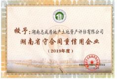 2019年度湖南省守合同重信用企业